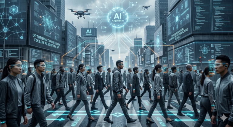people controlled by AI algorithisms by gemini